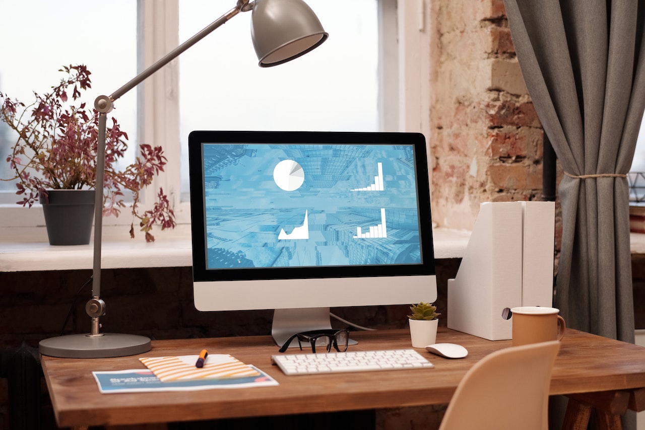 desktop with lamp