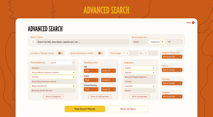 web design advanced search feature